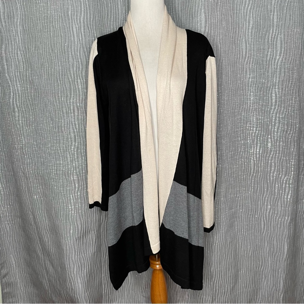 August Silk drape front open cardigan